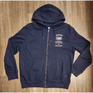Mens Hurley Large Zip Hoodie Fleece Navy Blue Sweater Jacket